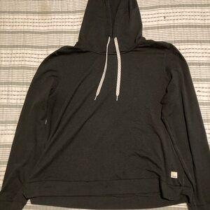Vuori Black Hooded Pullover with Contrast Drawcords